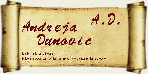 Andreja Dunović vizit kartica